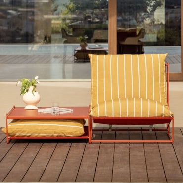 Conjunto De Jardín Con Sillón Y Mesa Auxiliar Convertible Amaro Amarillo Miel - Rojo Arcilla - Sklum