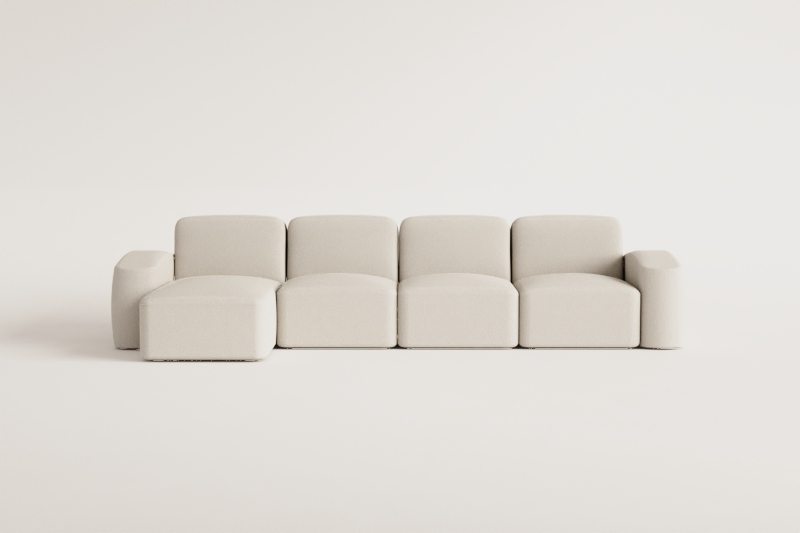 Sofá modular chaise longue izquierdo de 4 piezas Bastian