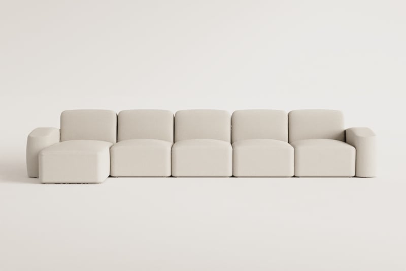 Sofá modular chaise longue izquierdo de 5 piezas Bastian