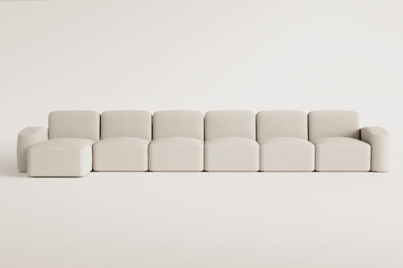 Sofá modular chaise longue izquierdo de 6 piezas Bastian