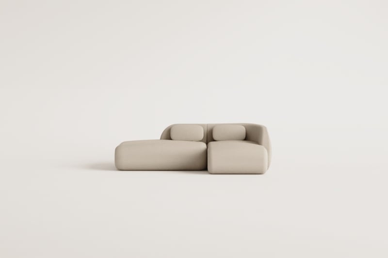 Sofá modular chaise longue derecho de 2 piezas con diván izquierdo en chenilla Coquette