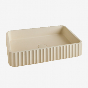 Lavabo Rectangular 50x30 Cm En Cemento Teide Beige Crema - Sklum