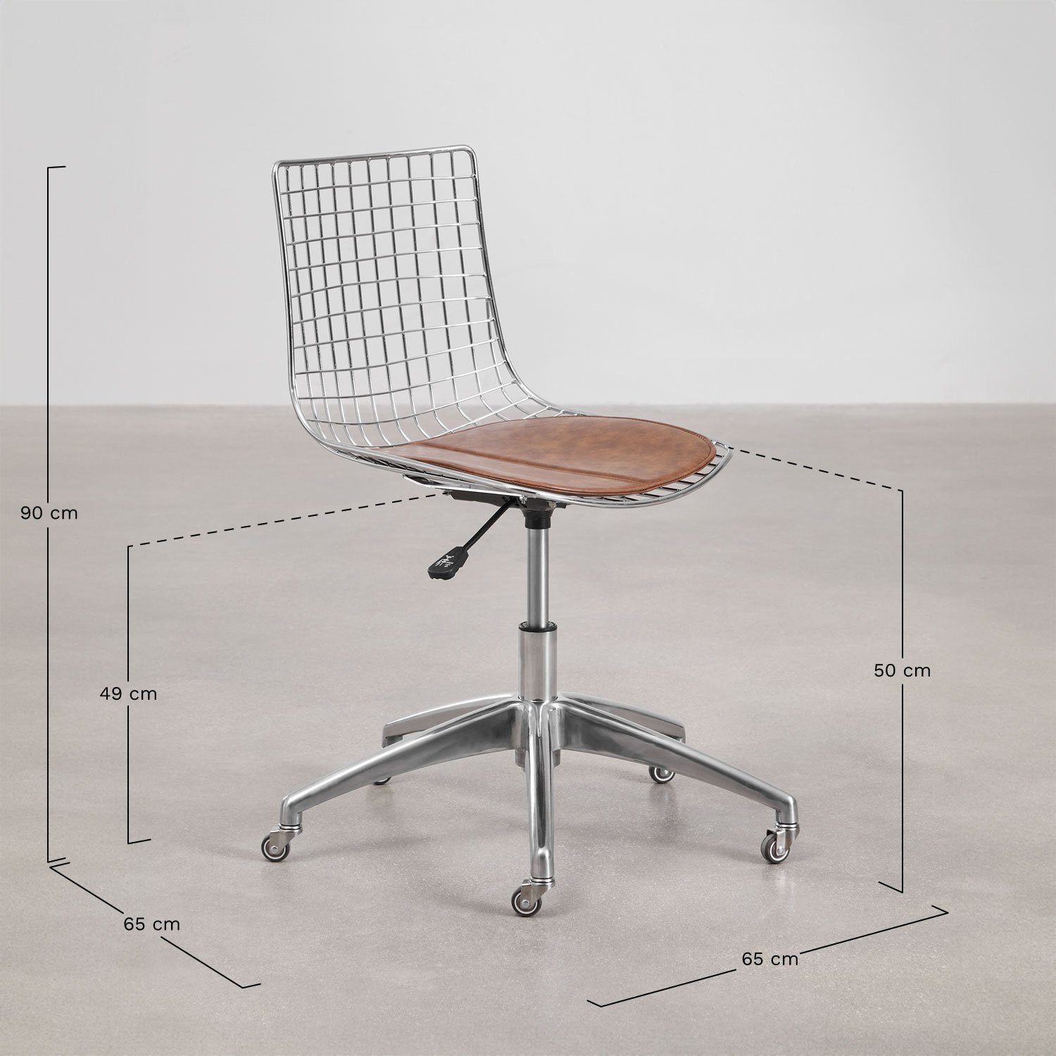 Silla de escritorio en acero Renee, medidas