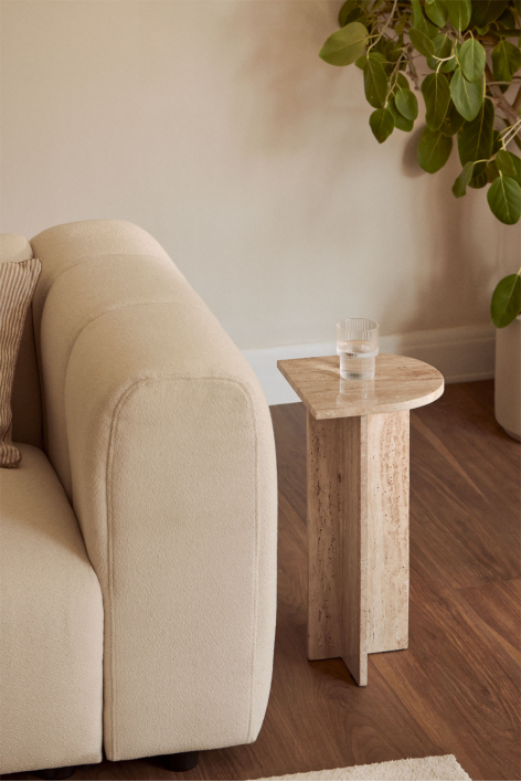 Mesa auxiliar en piedra natural Corwel - Travertino