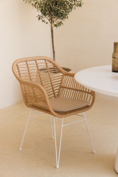 Silla de jardín en mimbre sintético Zole - Blanco