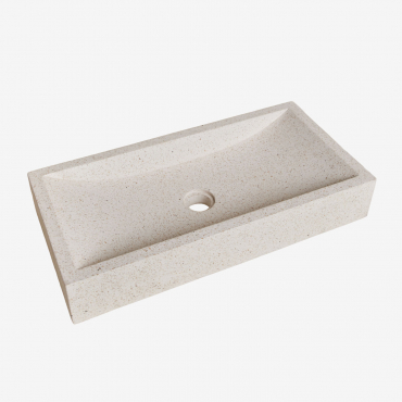 Lavabo Rectangular 60x30 Cm En Cemento Richard Blanco Piedra - Sklum