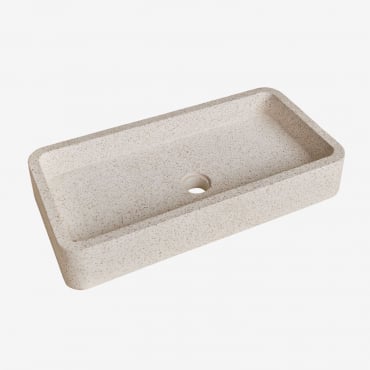 Lavabo Rectangular 60x30 Cm En Cemento Ronald Blanco Piedra - Sklum