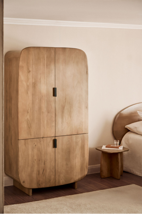 Armario 110x200 cm en madera de mango acabado natural Agathe - Madera Natural