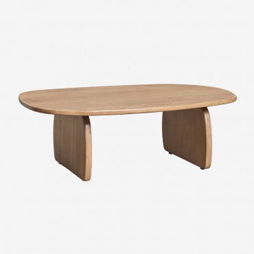 Mesa De Centro Ovalada 110x70 Cm En Madera De Mango Agathe Madera Natural - Sklum