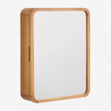 Armario De Pared Rectangular 45x60 Cm Para Baño En Madera De Teca Con Espejo Y Esquinas Redondeadas Ian Madera De Teca - Sklum