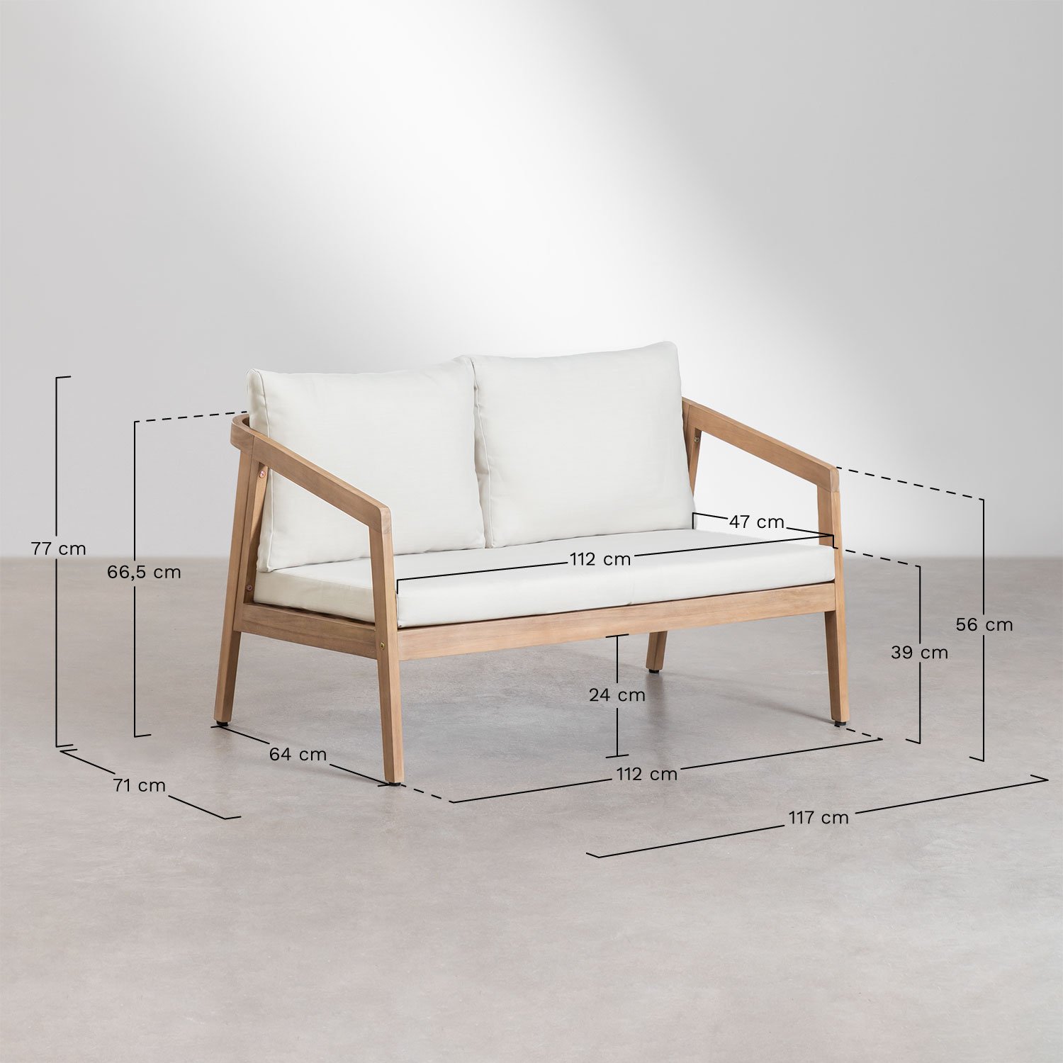 Conjunto de salón en madera de acacia Kaela  , medidas