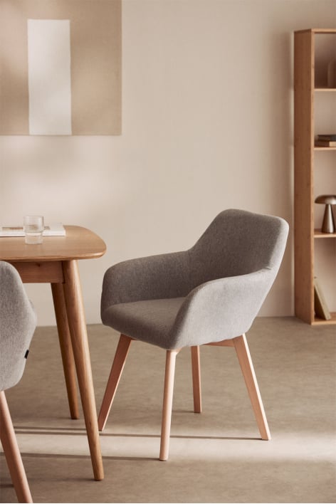 Silla de comedor con reposabrazos Ervi - Gris Claro