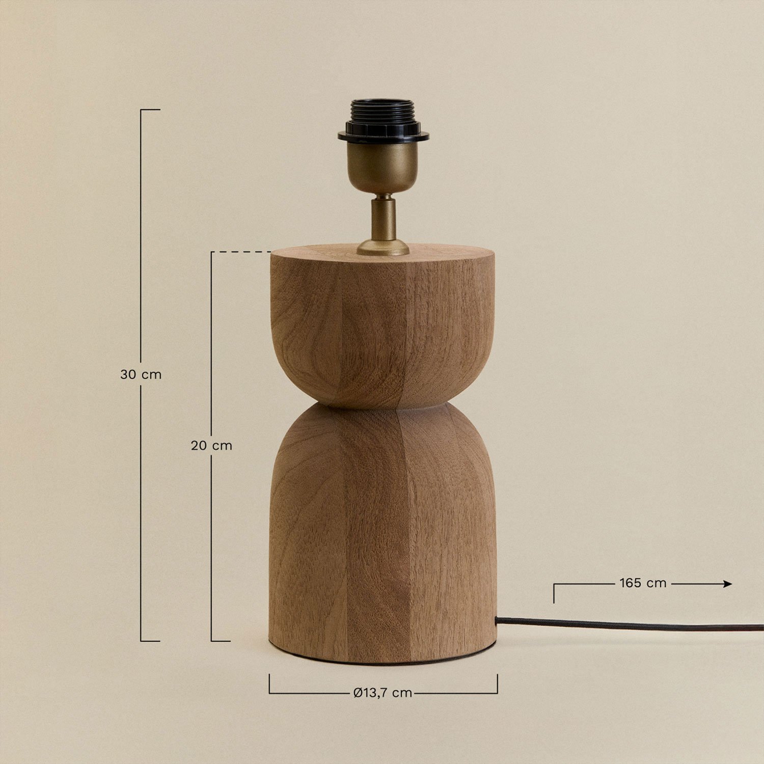 Base para lámpara de mesa en madera de mango Diniz, medidas