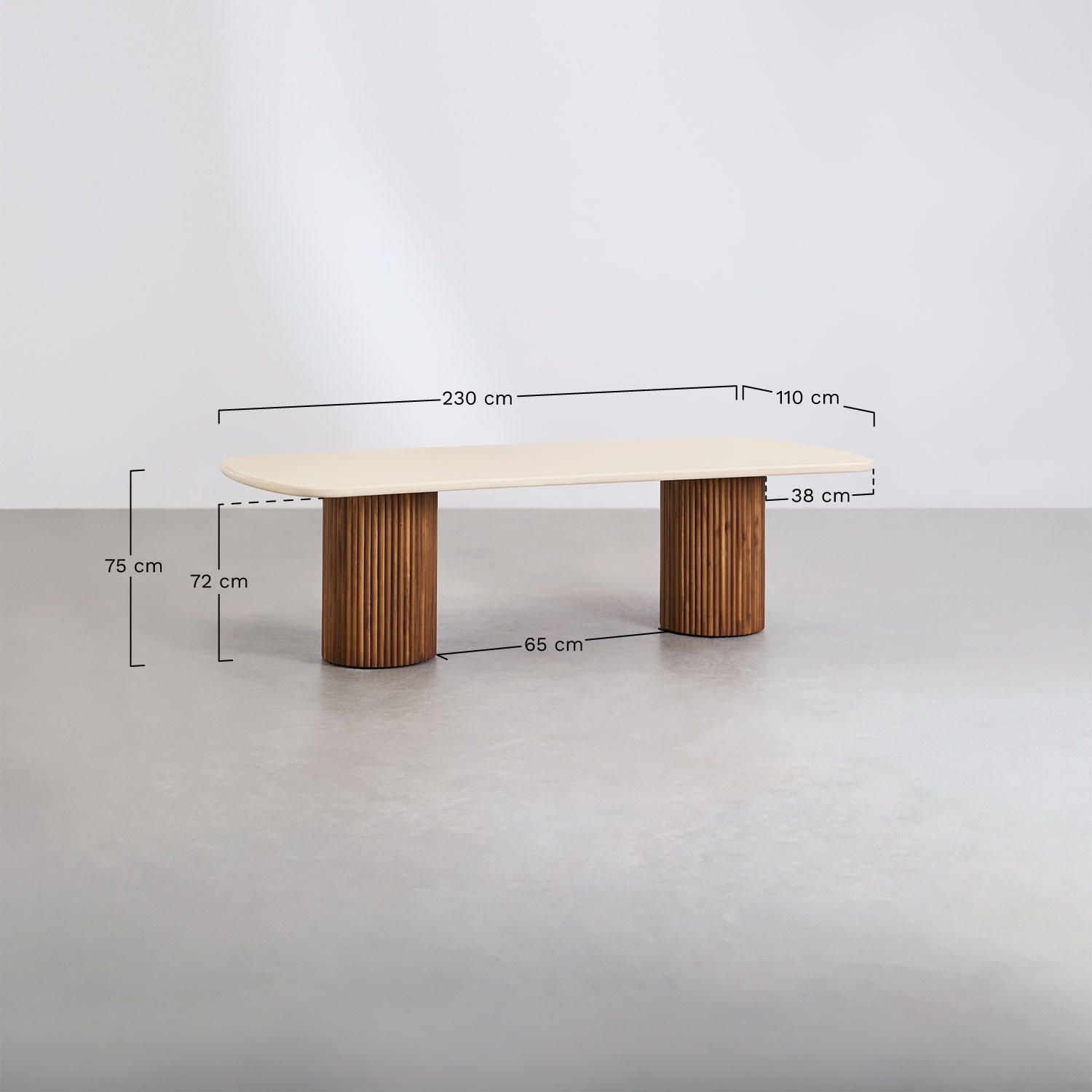 Mesa de jardín rectangular en cemento y madera de acacia Sirvon , medidas
