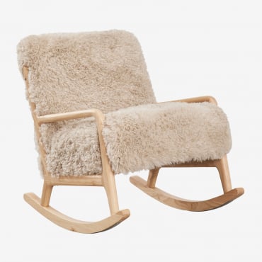 Mecedora Tapizada Maylene Pelo Sintético Beige Crema - Sklum