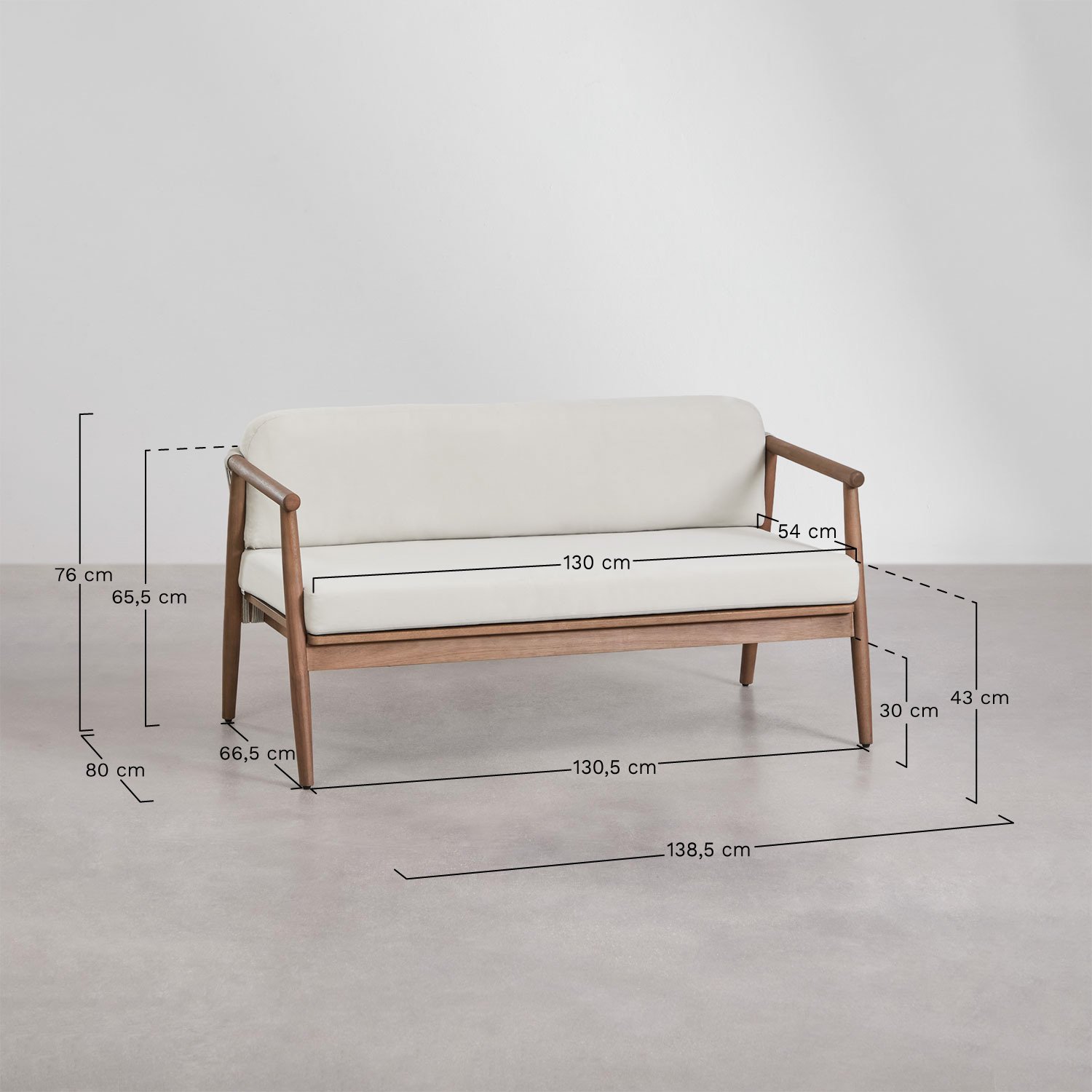 Conjunto de salón en madera de eucalipto Aderyn     , medidas