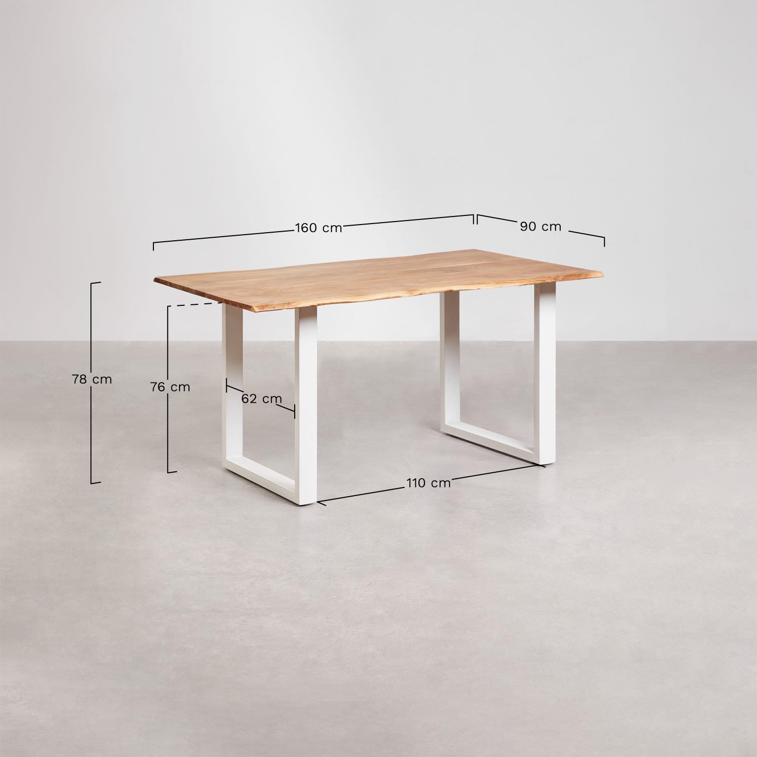 Mesa de comedor rectangular en madera de acacia Sami   , medidas