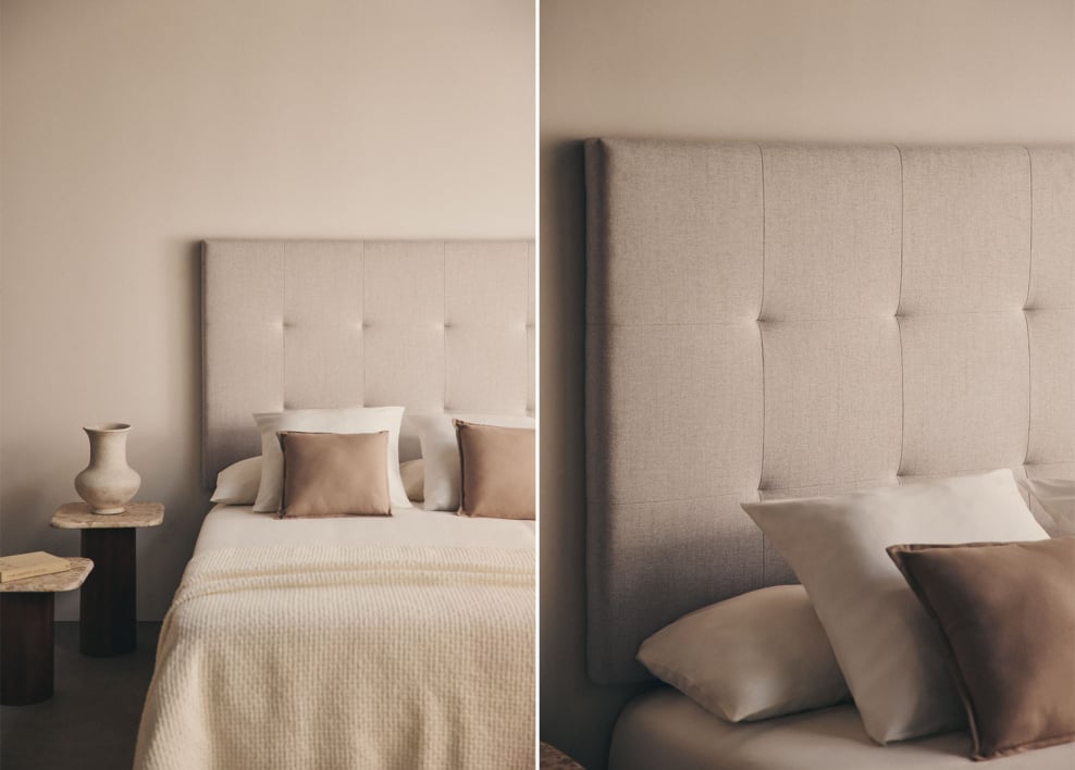 Cabecero tapizado Artur - Tela Beige Crema