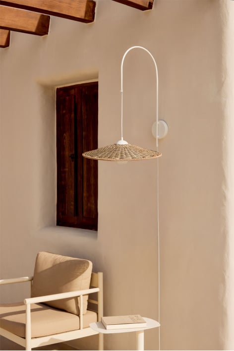 Lámpara de pared para exterior en hierro y ratán sintético Sopant