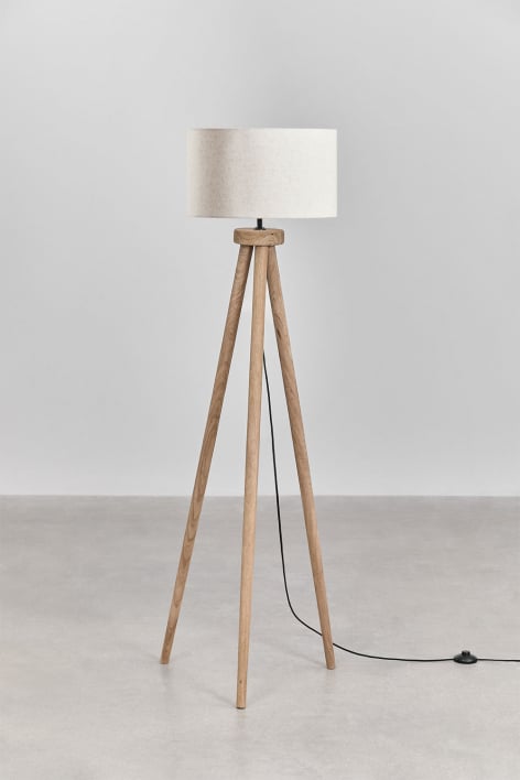 Lámpara de pie en madera de mango Simona - Madera Mango