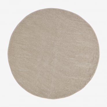 Alfombra Redonda En Algodón Rambin Beige Lino & Ø200 Cm - Sklum