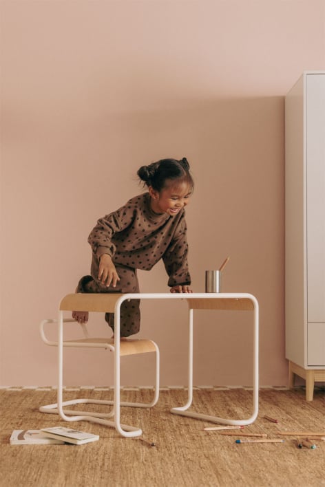 Set de mesa y silla en madera y hierro Markalany Kids