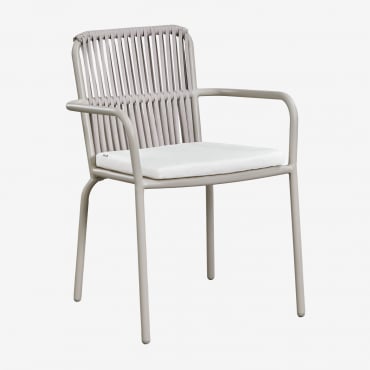 Pack De 2 Sillas De Comedor Apilables Con Reposabrazos En Aluminio Alberta Gris Claro - Sklum