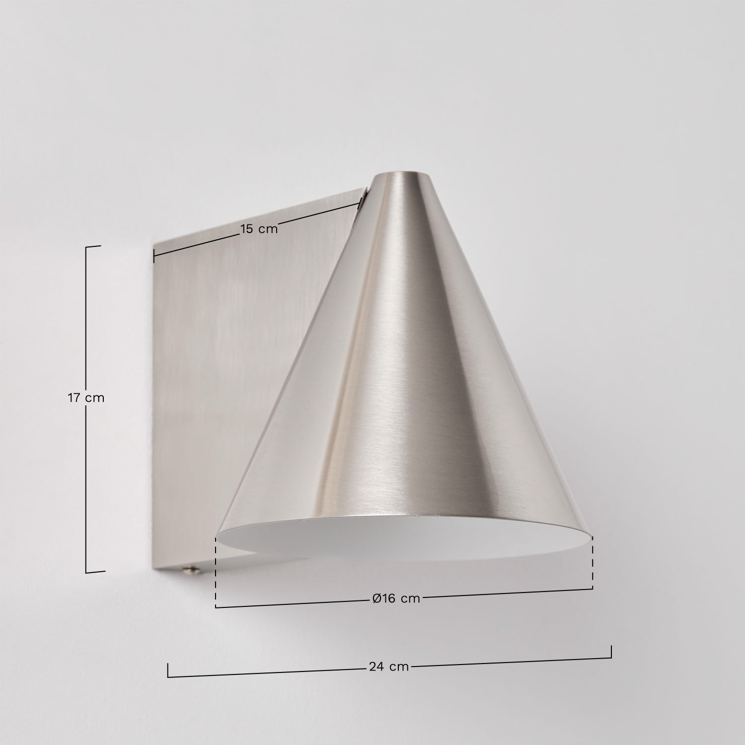 Aplique de pared en hierro Bicorp, medidas