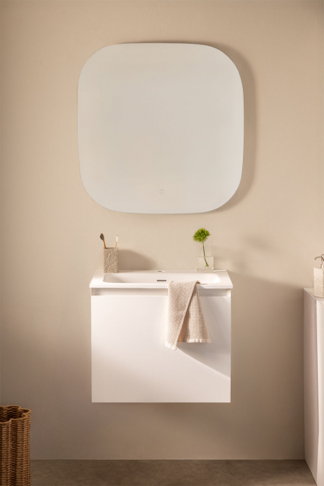 Conjunto de mueble de baño suspendido en madera con lavabo integrado Macrae - Blanco