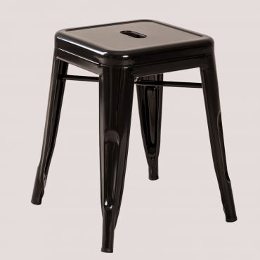 Pack De 2 Taburetes Bajos 45 Cm Apilables En Acero Lix Negro - Sklum