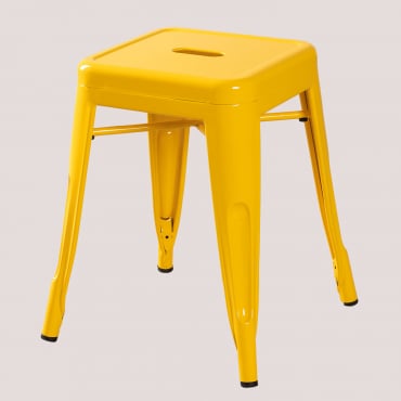 Pack De 4 Taburetes Bajos 45 Cm Apilable En Acero Lix Amarillo Fresia - Sklum