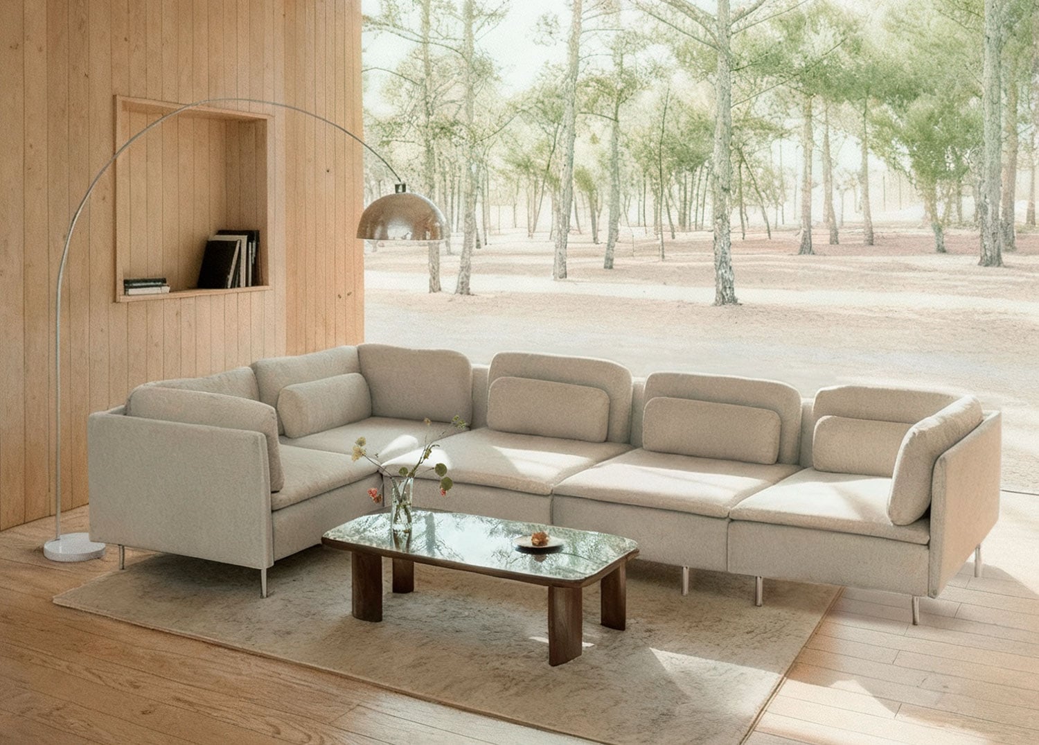 Sofá modular rinconera beige Oriol de 5 piezas