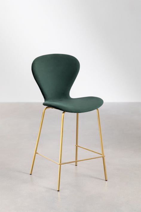 Pack de 2 taburetes altos 65 cm en terciopelo verde jungla y patas en hierro dorado Uit - Terciopelo Verde Jungla