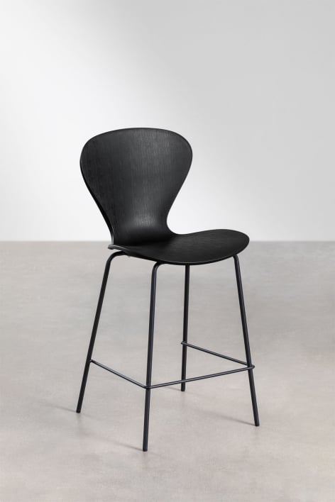 Pack de 4 taburetes altos 65 cm negro y patas en hierro negro Uit - Polipropileno Negro