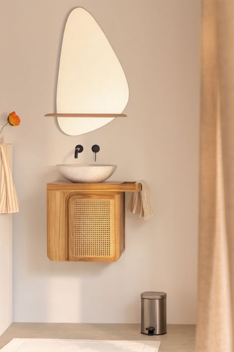 Conjunto de mueble de baño suspendido en madera de teca Georgy