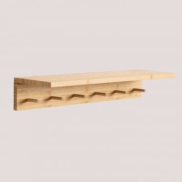 Perchero De Pared Con Estante ↔︎ 60 Cm En Bambú Gari Natural - Sklum