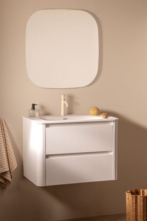 Conjunto de mueble de baño suspendido en madera con lavabo integrado Egerton - Blanco