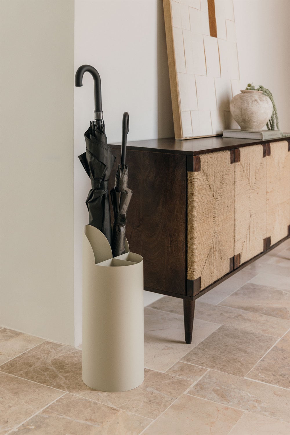 Paragüero cilíndrico moderno beige