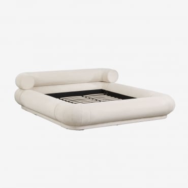 Cama En Tela Bouclé Bernaste Bouclé Blanco & 180 X 200 Cm & Sin Colchón - Sklum