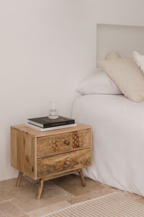 Pack de 2 mesitas de noche 50x40 cm en madera de mango Atsana