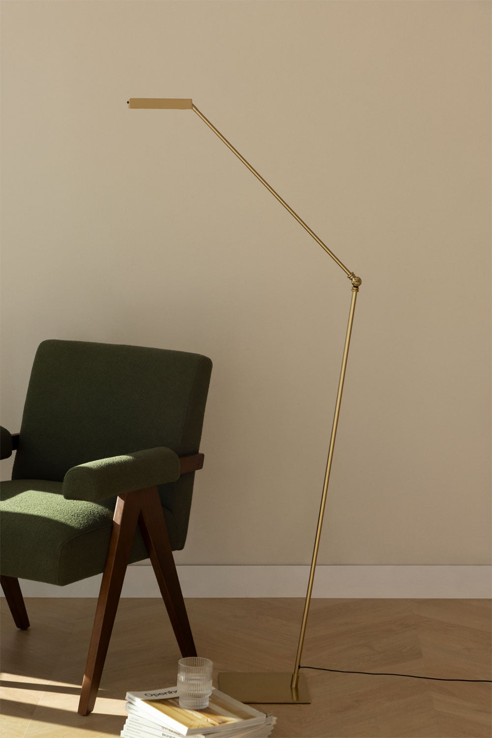 lámpara pie dorada salón, lámpara de pie articulada