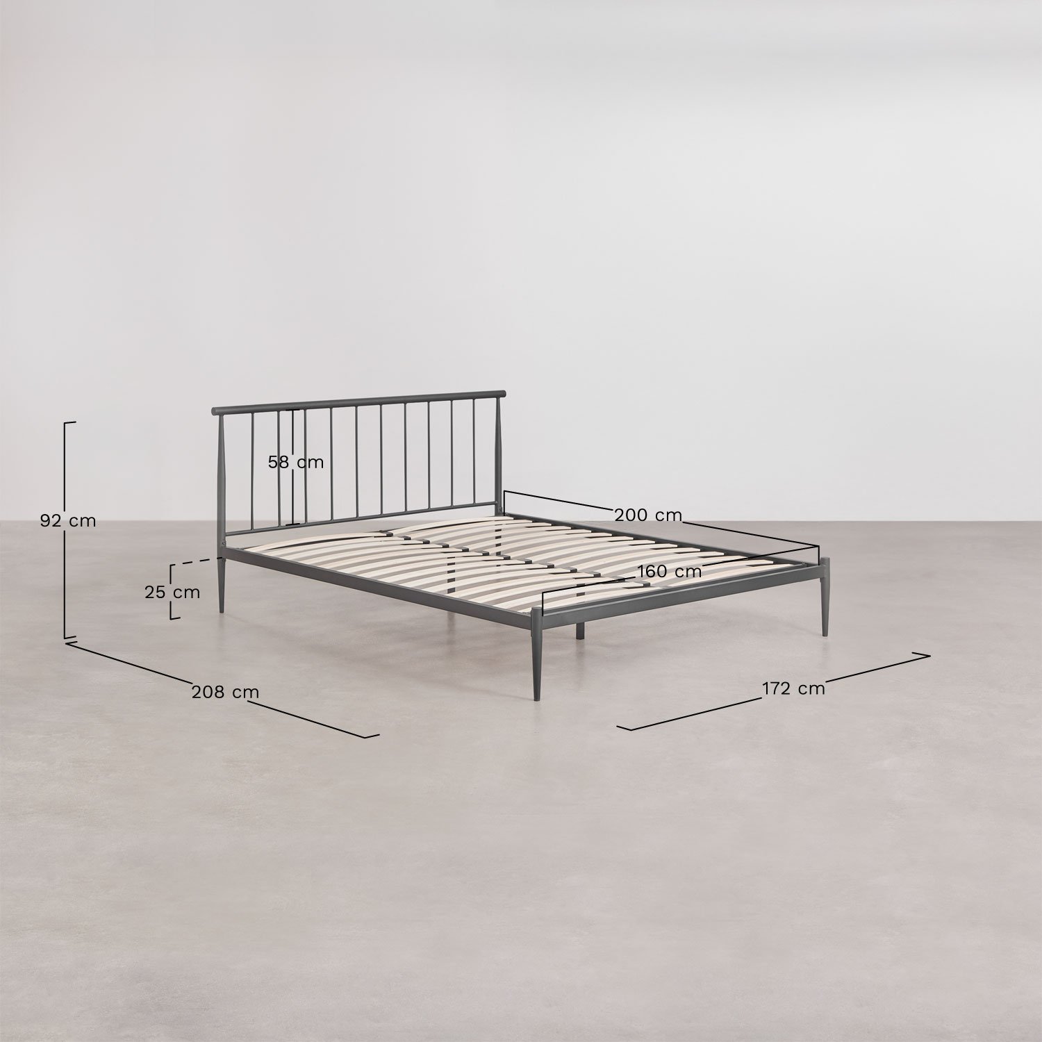 Cama en hierro Amaia, medidas