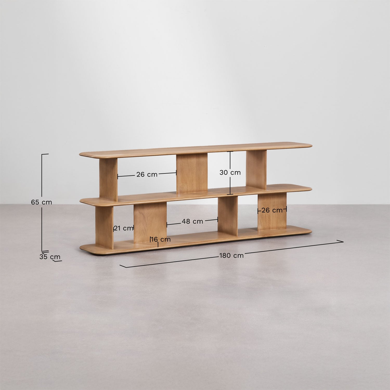 Estantería en madera de mango Miller, medidas