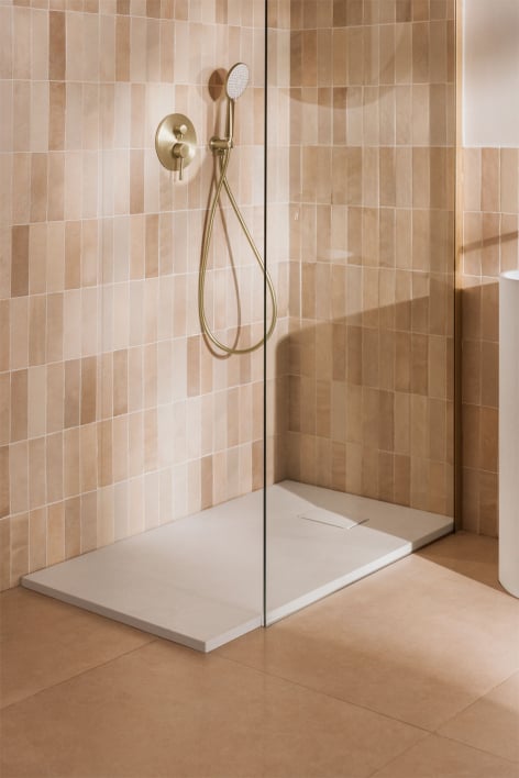 Plato de ducha en resina SMC rectangular 120x70 cm antideslizante y extraplano blanco Soho