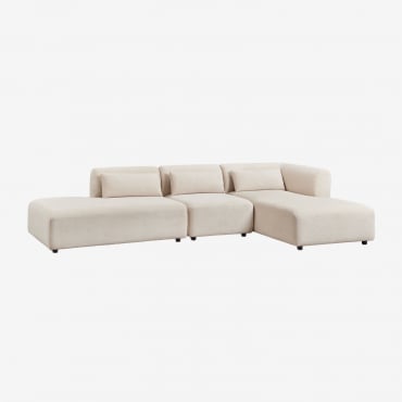 Sofá Modular Chaise Longue Derecho De 3 Piezas Con Diván Fogler Pana Beige Lino - Sklum