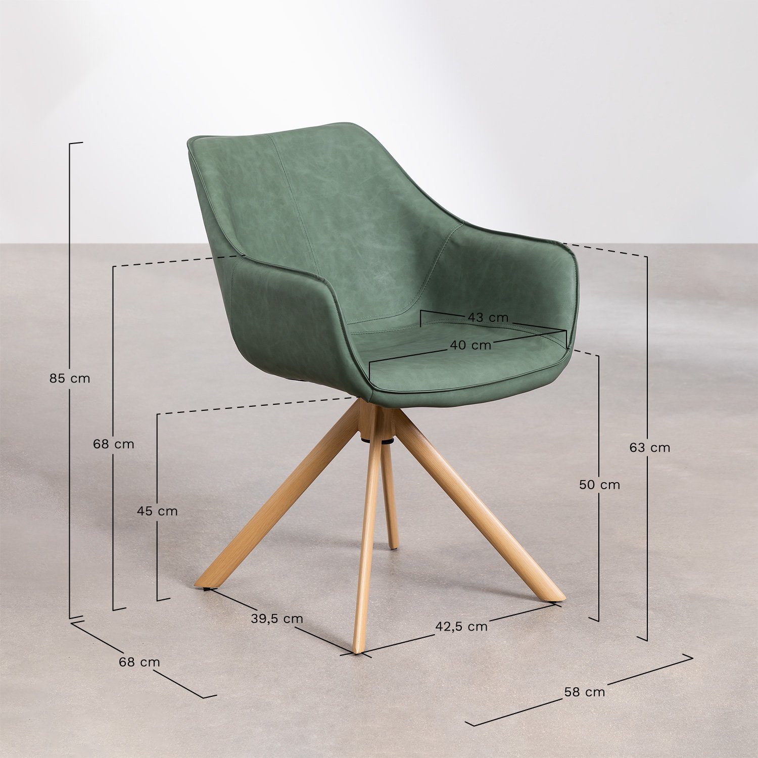 Pack de 2 Sillas de Comedor en Polipiel Lucy         , medidas