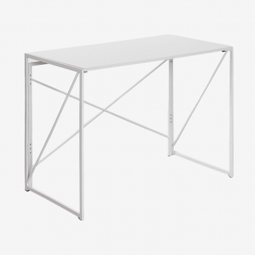 Escritorio Rectangular 100x50 Cm Plegable En Mdf Y Metal Andra Blanco - Sklum
