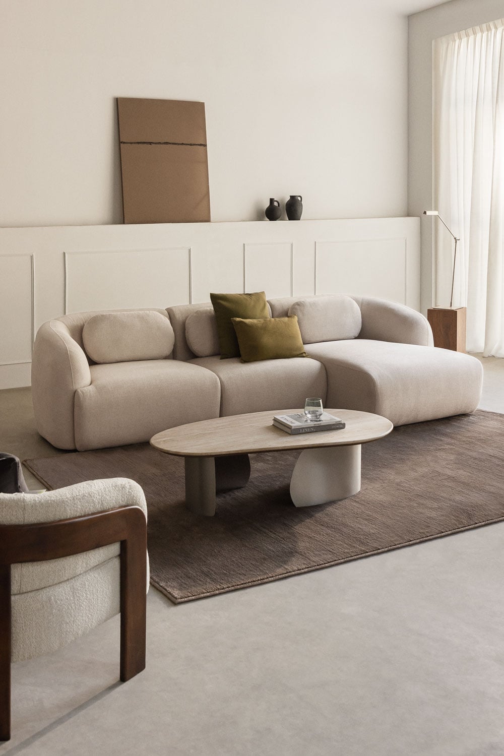 Sofá modular esquinero beige claro