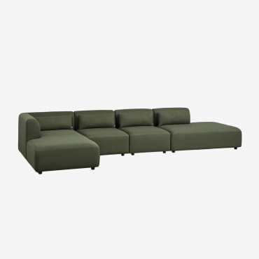 Sofá Modular Chaise Longue Esquinero Izquierdo De 4 Piezas Con Diván Fogler Borreguito Verde Salvia - Sklum