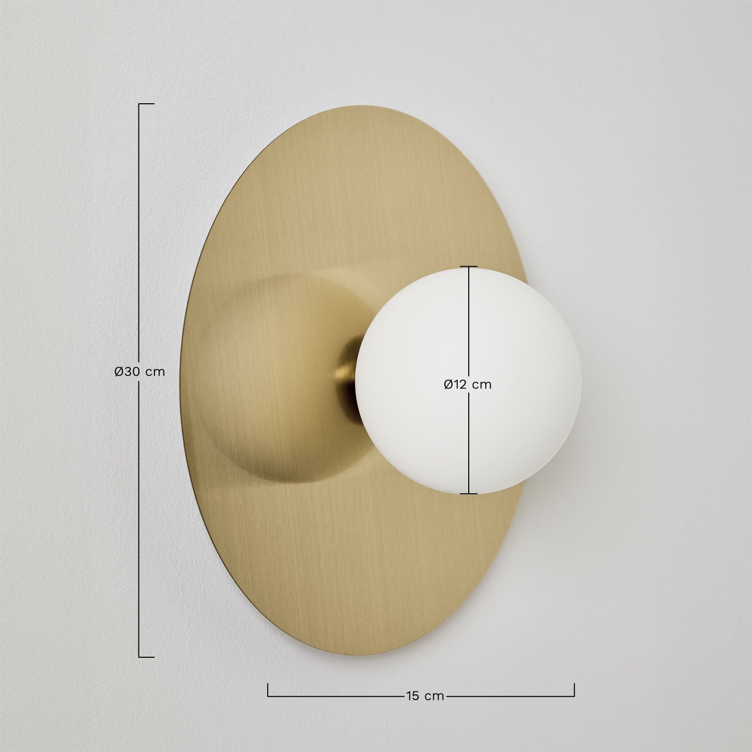 Aplique de pared en hierro y cristal Anine, medidas